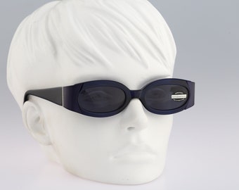 Roccobarocco 9366 30, Vintage 90s unique blue oval sunglasses women NOS