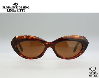 Linea Pitti Florence Design 570, Vintage 90er Jahre Cat Eye Sonnenbrille Damen, Schildkröte, NOS