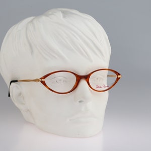 Paloma Picasso by Metzler 8212 262, Vintage 90s gold & tortoise pointy oval eyeglasses frames womens NOS