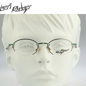 Robert Rudger 1720 224 F3, Vintage 90s colorful & silver unique crazy small half rim oval eyeglasses frames womens NOS