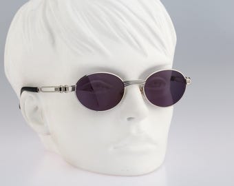 O Marines 5323 52, Vintage 90s steampunk silver small oval sunglasses mens & women, NOS