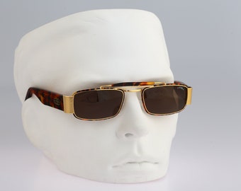 Sting 325 S40, Vintage 90s gold & tortoise small rectangle aviator sunglasses men and women NOS