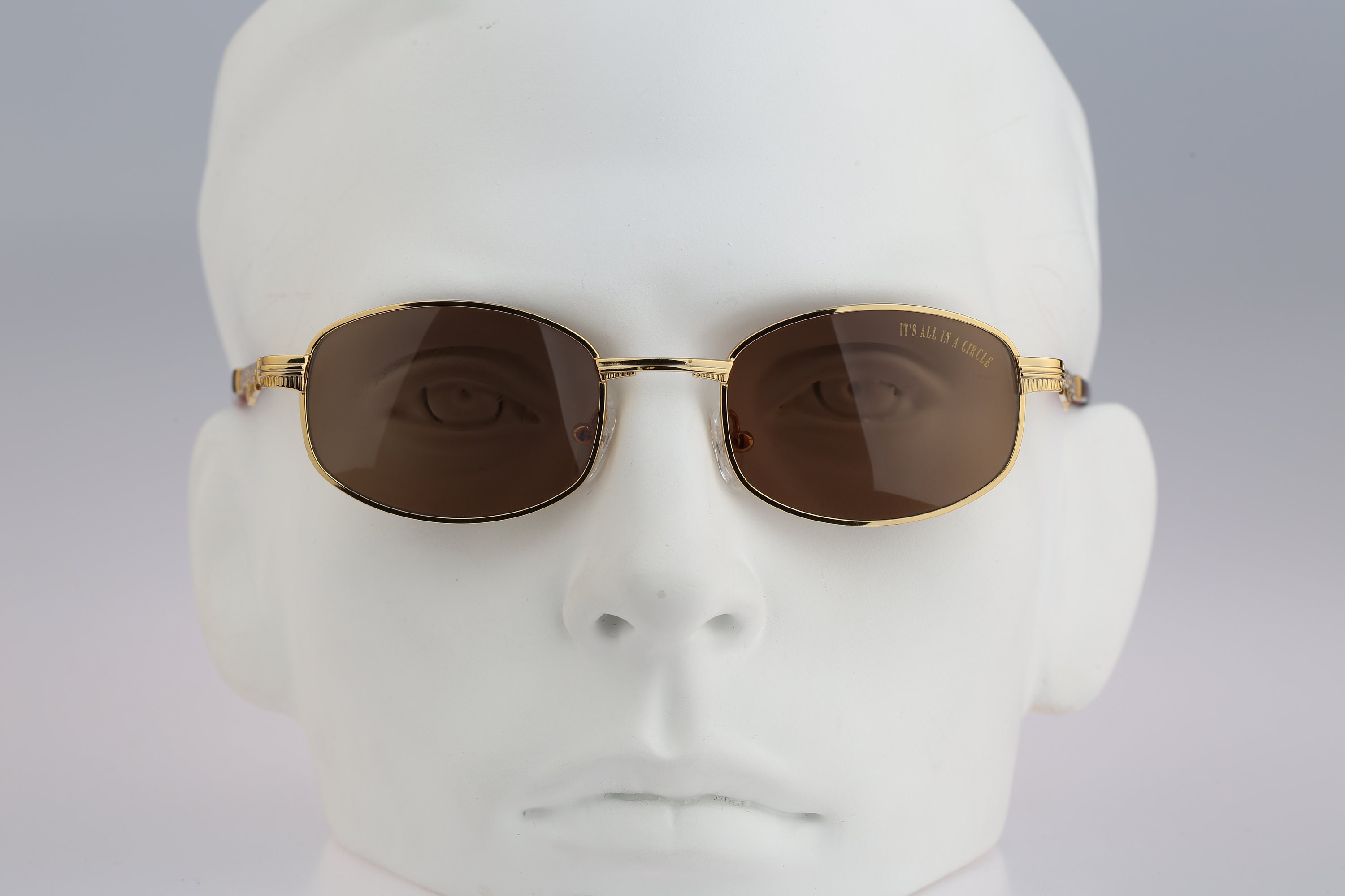 VINTAGE 1990’s: 888 COPS Gold-and Matte tone 888 Wing Logo Sunglasses 888 Cops 030 002, Vintage 90s Unique Gold Small Square  main image 2