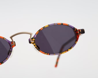Robert Rudger 1130 146 09, Vintage 90s unique colorful small oval sunglasses women, NOS