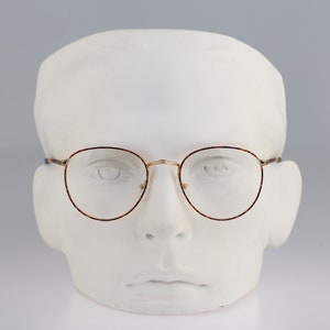 Fidela Liberty, Vintage 90s gold and tortoise flexible panto round eyeglasses frames mens & womens NOS