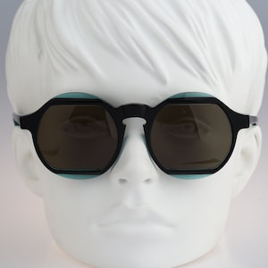 Oversized round sunglasses, Essor Collection 006, Vintage 90s bicolor black circle sunglasses women NOS