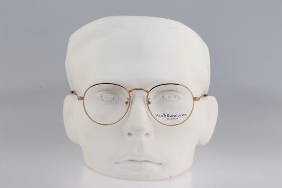 90s RALPH LAUREN ヴィンテージサングラス ケース付き メンズ Polo Ralph Lauren VI 0YG, Vintage 90s Gold Panto Round Eyeglasses