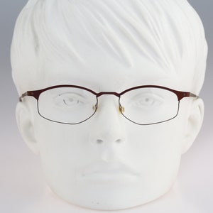 It&#39;s Titanium 602, Vintage 90s laser cut ultra lightweight nylor purple & copper small rectangle glasses frames women / NOS