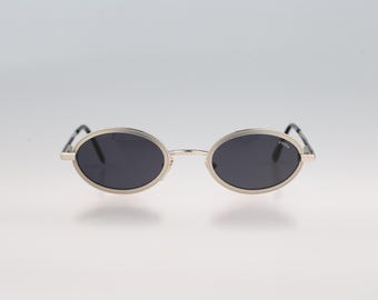 Egizia 43 020, Vintage 90s silver small oval sunglasses mens & women, NOS