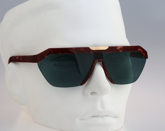 Silhouette M 3093 C 1602, Vintage 80s unique tortoise half rim shield sunglasses men & women, NOS