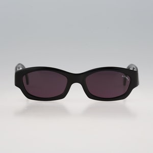 Sting 6102 700, Vintage 90s black unique small rectangle cat eye sunglasses women, NOS