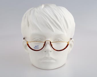 Safilo Library 1401 66F, Vintage 90s gold and tortoise oval reading glasses frames mens & womens NOS