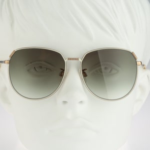Silhouette M 6047 31 C 4073, gafas de sol vintage de los años 80 con montura redonda y montura oversize dorada y blanca para mujer NOS