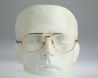 Roman Rothschild of Switzerland R7, Vintage 80s oversized gold aviator glasses frames mens & womens NOS