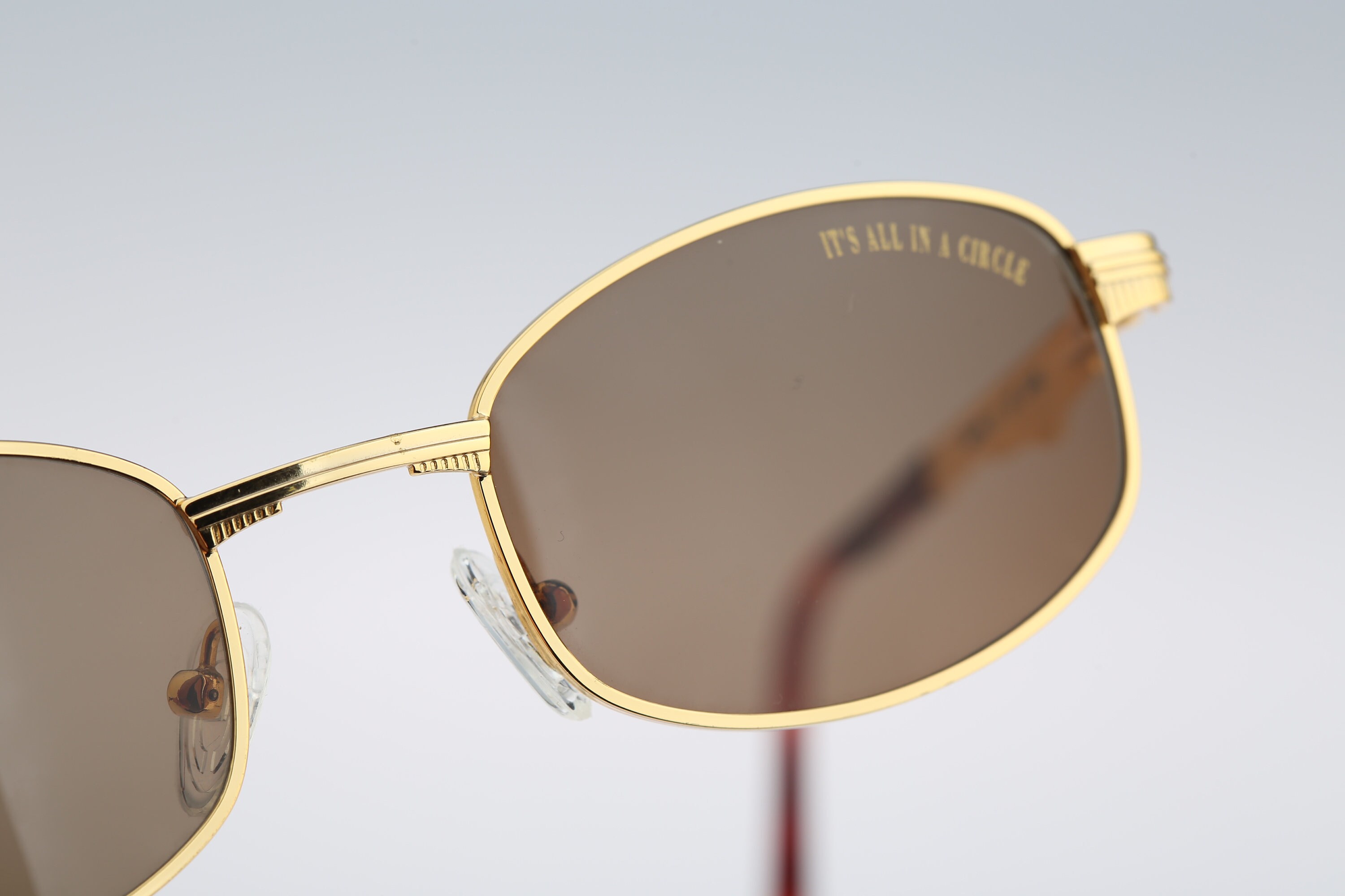 VINTAGE 1990’s: 888 COPS Gold-and Matte tone 888 Wing Logo Sunglasses 888 Cops 030 002, Vintage 90s Unique Gold Small Square  main image 3