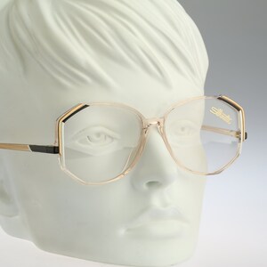Silhouette M 1768 V 2118, Vintage 80s black & white unique clear large oversized hexagon glasses frames womens NOS