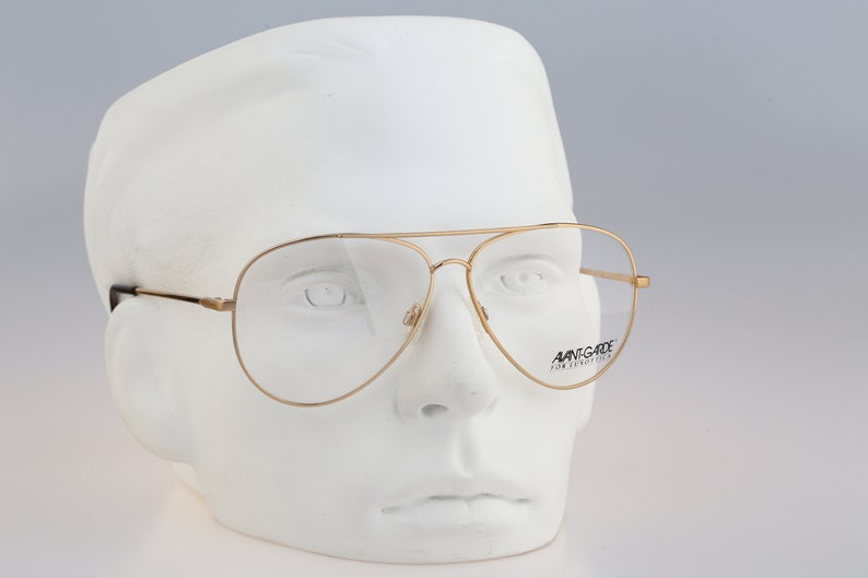 Luxottica Avant Garde Challenger Vergoldet, Vintage 80er Jahre gold oversized Aviator Brillengestelle Herren & Damen NOS Bild 2