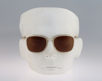 Benetton Anser Live 2, Vintage 90s clear square sunglasses mens & women, NOS