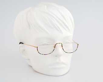 Conquistador N 362 1611, Vintage 90s gold and colorful half rim oval eyeglasses reading frames womens NOS