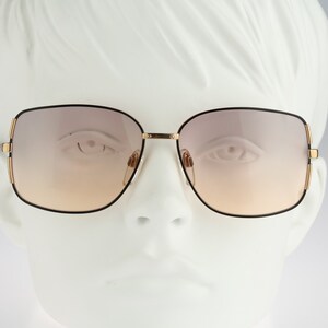 Silhouette M 6151 V 6055, Vintage 80s tinted bicolor lenses black & gold oversized rectangle sunglasses women, NOS