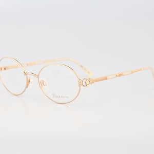 Diva Petite 9008 6, Vintage 90s gold small round glasses frames womens NOS