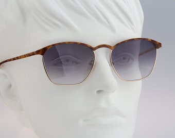 Arrogance  46 1K32, Vintage 90s unique tortoise & gold metal square clubmaster sunglasses women, NOS