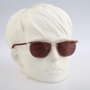 Figures Libres 6040 03, Vintage 80s gold and tortoise square aviator sunglasses women NOS