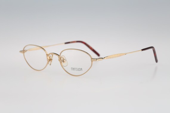 Matsuda 10120 PG, Vintage 90s victorian gold small cat eye glasses frames womens NOS View 4
