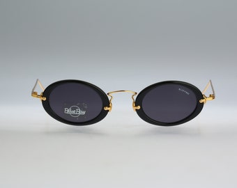 Blue Bay Zanzibar, Vintage 90er Jahre gold & schwarz ovale Sonnenbrille Damen Damen NOS