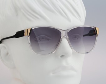 Silhouette M 1710 20 C 5523, Vintage 80s tinted gray lenses unique clear wayfarer sunglasses women & men NOS