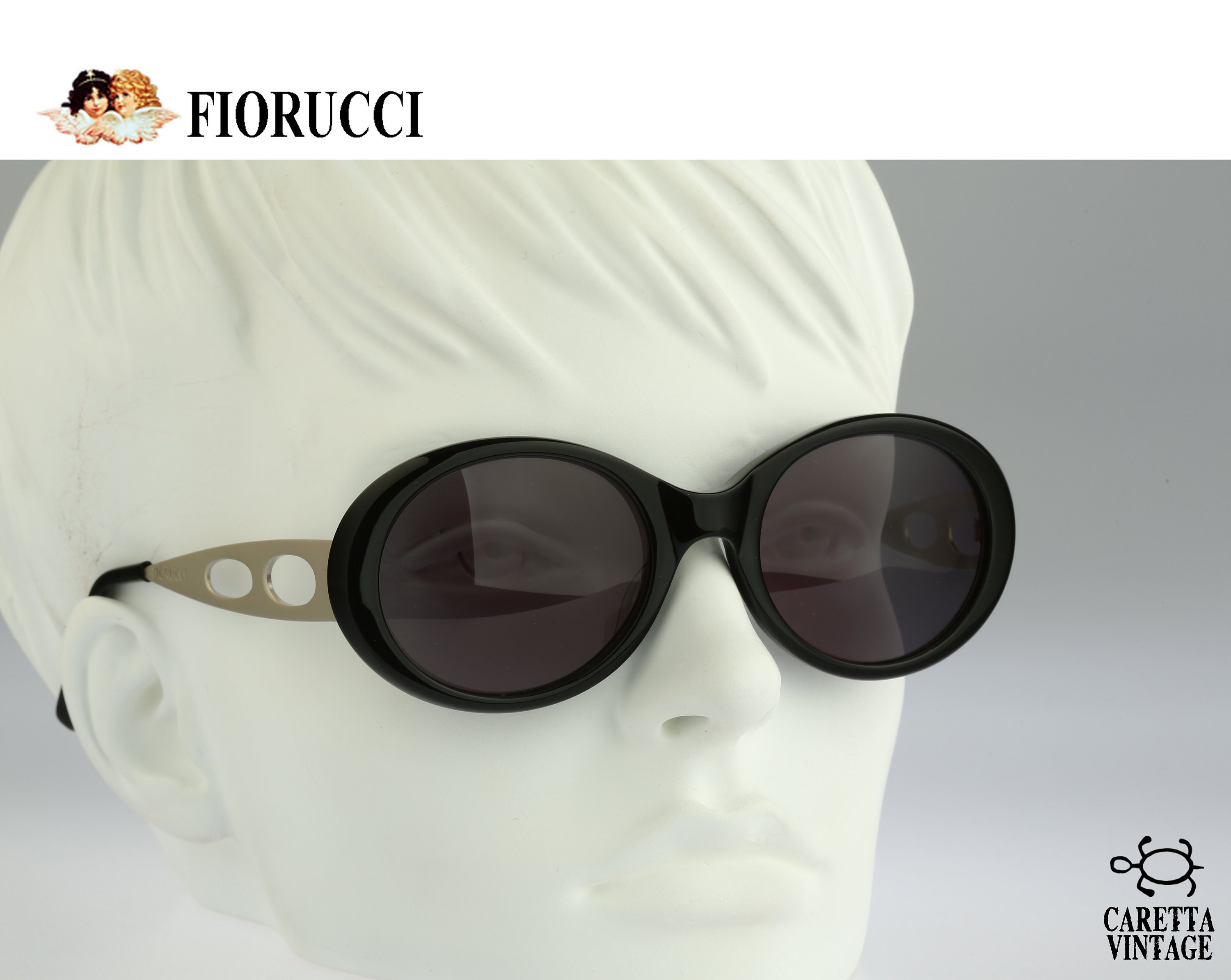 Vintage Fiorucci Black Steampunk Oversized Sunglasses Flip Up Round Sunglasses Steampunk Double Lens UV400 | ALR  main image 4