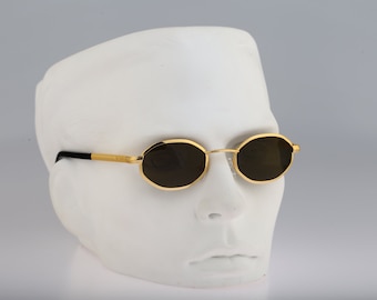 Le Club Oror 1496 44, occhiali da sole vintage anni '90 in stile steampunk con piccoli esagoni dorati da uomo e da donna NOS