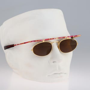 Texso by Solgir T 305, Vintage 90s gold and colorful tortoise rare steampunk oval sunglasses mens & women, NOS