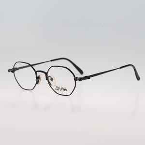 Jean Paul Gaultier 55-5103 3, Vintage 90s black steampunk hexagon eyeglasses frames mens & womens NOS