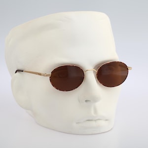 Valentino V 422 906, Vintage 90s gold and tortoise unique small oval sunglasses mens & women, NOS