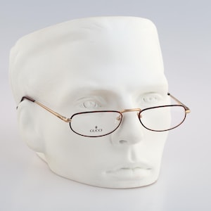 Gucci GG 1237 CW0, Vintage 90s tortoise and gold slim oval eyeglasses frames mens & womens NOS