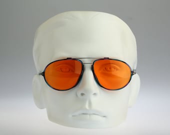 Silhouette M 2747 C 2336, Vintage 90s tinted orange lenses unique blue oval aviator sunglasses men & women NOS