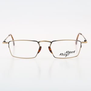 Robert Rudger 1030 139 36, Vintage 90s antique gold and colorful rectangle glasses frames mens & womens / NOS