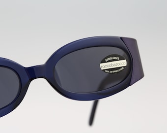 Roccobarocco 9366 30, Vintage 90s unique blue oval sunglasses women NOS