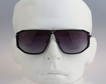 Silhouette M 8013, óculos de sol retangulares pretos grandes exclusivos dos anos 80, masculinos e femininos, NOS