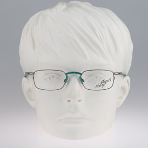 Robert Rudger 1400 165 38, Vintage 90s gray and green unique slim rectangle reading glasses frames mens & womens / NOS