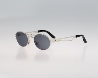 O Marines Tatoo SISI, Vintage 90s silver steampunk small oval sunglasses mens & women, NOS