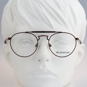 Metropolis 8636, Vintage 90s round aviator glasses frames mens & womens NOS