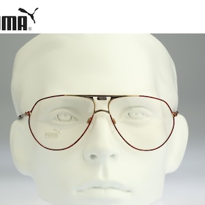 Puma MP 1 408, Vintage 80s gold and red tortoise oversized drop aviator glasses frames mens & womens NOS