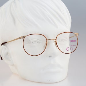 Zeiss 5936 4300, Vintage 90s gold and tortoise panto round eyeglasses frames mens & womens NOS