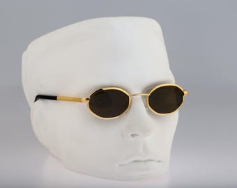 Le Club Oror 1496 44, occhiali da sole vintage anni '90 in stile steampunk con piccoli esagoni dorati da uomo e da donna NOS