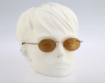 Sting 4194 647, gafas de sol vintage de los años 90 con lentes marrones tintadas, estilo steampunk beige, pequeñas y ovaladas, para hombre y mujer, NOS