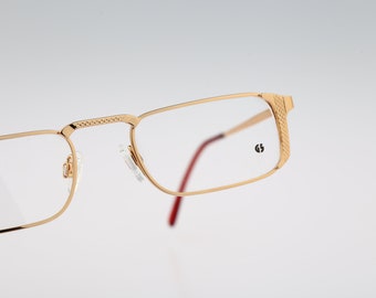 Lozza 951, Vintage 90s gold small rectangle reading glasses frames mens & womens NOS