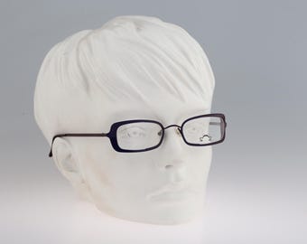 Eye'DC V246 008, vintage jaren 2000 paarse halve rand kleine rechthoekige brilmonturen dames NOS