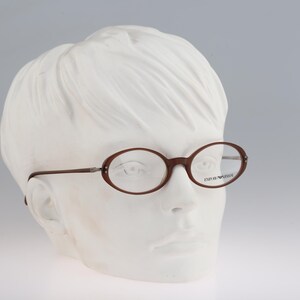 Emporio Armani 570 081, Vintage 90s brown small oval eyeglasses frames womens / NOS